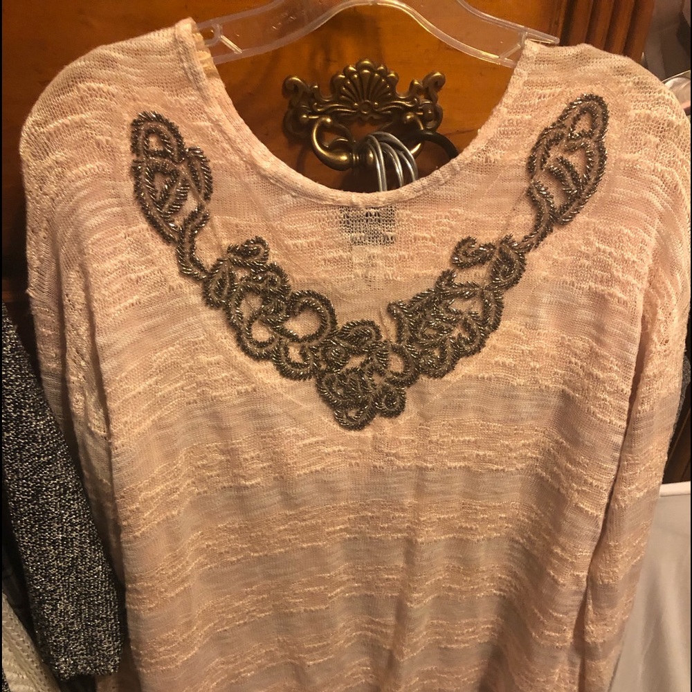 Peach embellished shirt